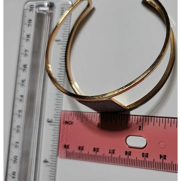 Gold Tone Rhinestone‎ Cuff Bracelet Dress Bling Rectangle Statement - Picture 9 of 10